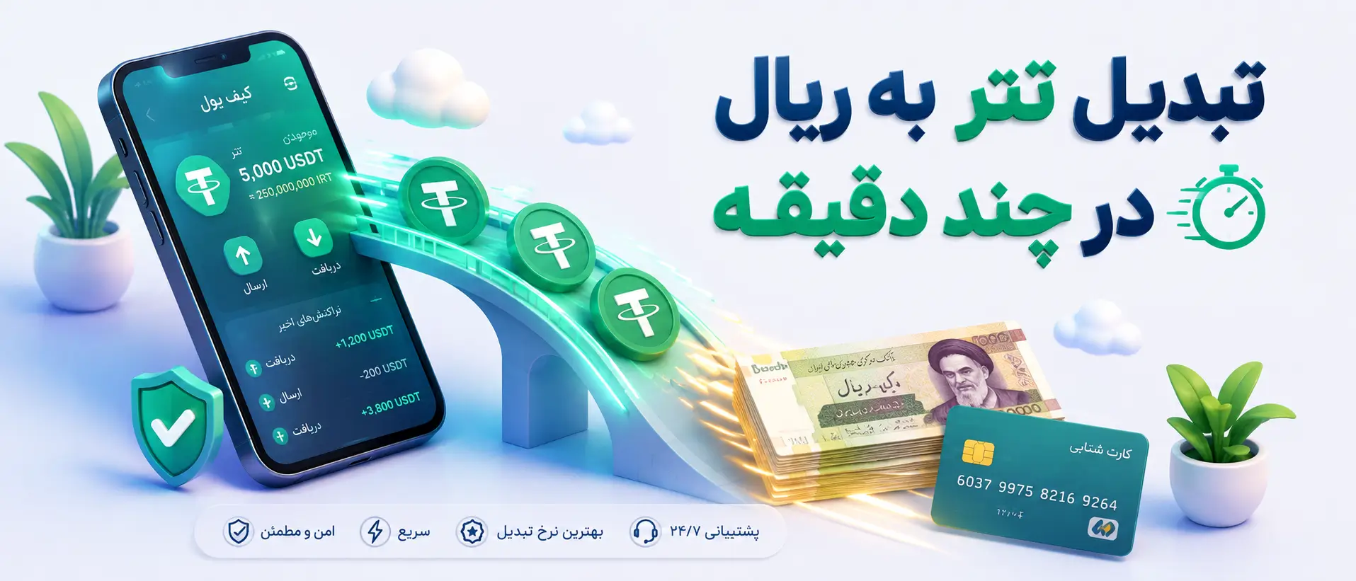 تبدیل تتر به ریال ایران در سوغات شاپ